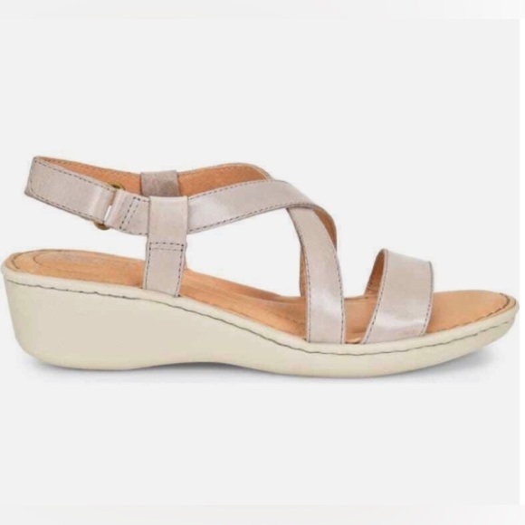 Born Idella wedge leather sandals tan size 9 - Picture 1 of 7